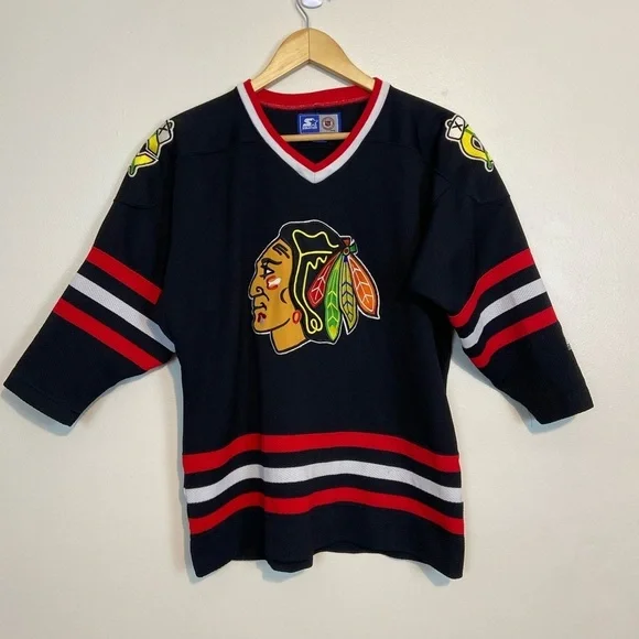 Chicago Blackhawks Starter Vintage 1990s Black Hockey Jersey - Youth L/XL